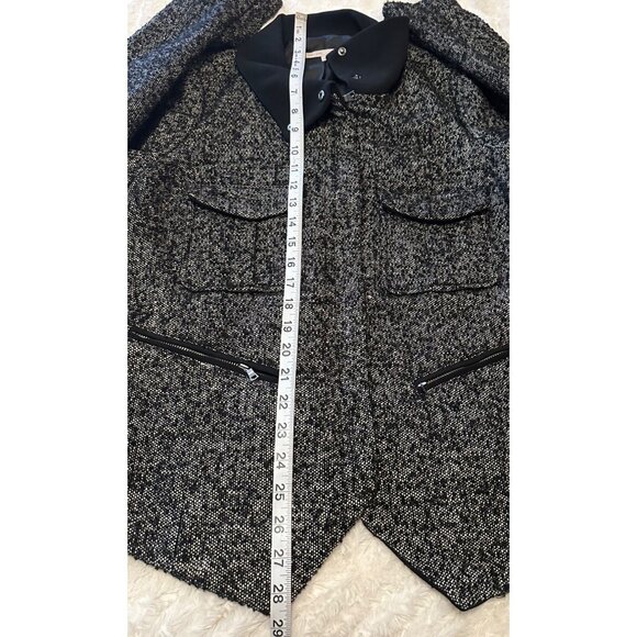 Women's GAP Black White Coat w/Zip Pockets Polyester Wool Blend Size L (READ) - Picture 9 of 16